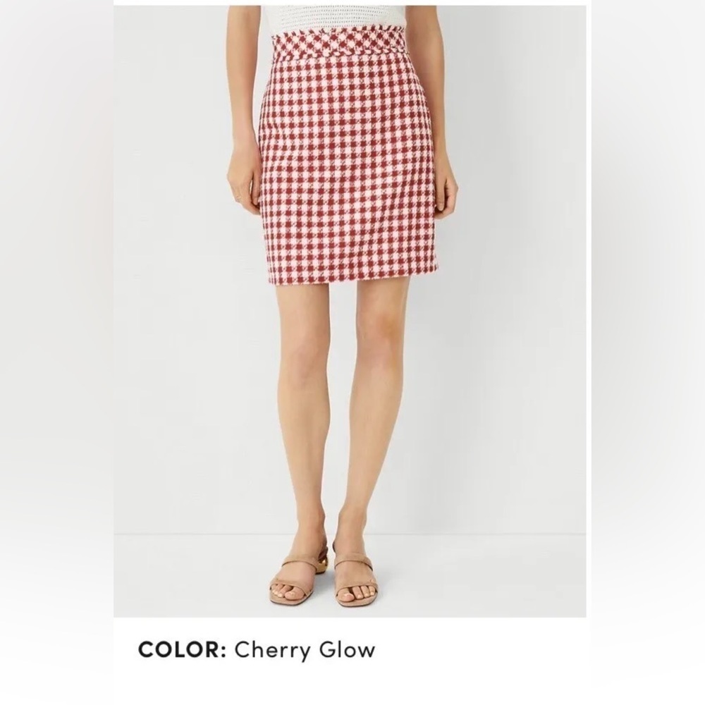 Ann Taylor Cherry Glow Red & White Mini Skirt